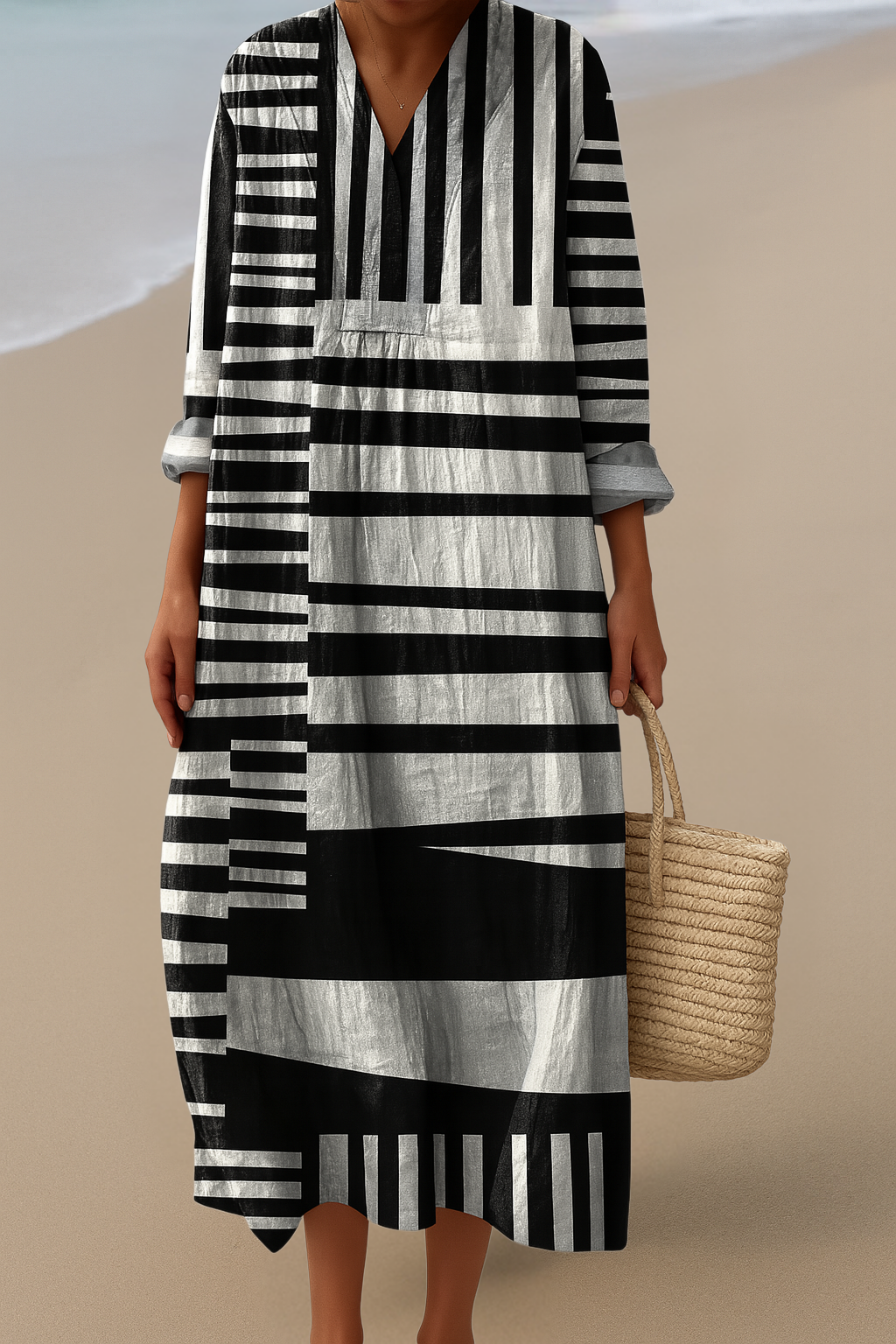 Allegra | Monochrome Maxi Dress  Bold Contrast, Simple Sophistication